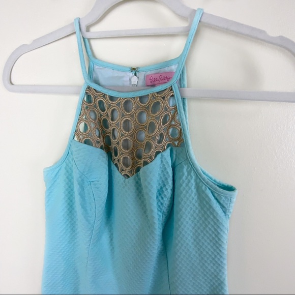 Lilly Pulitzer Larina Top | Blue Summer Top W/ Gold Detail - Picture 2 of 6